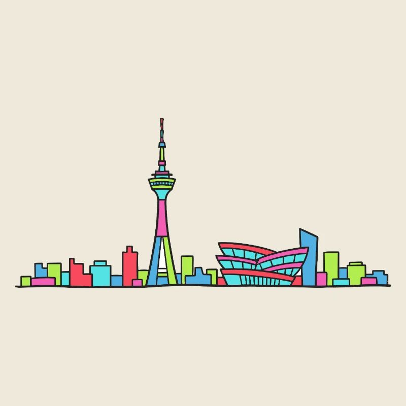 Stuttgart City Skyline TV Tower Modern Line Art
