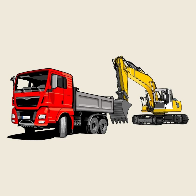 Lastauto mit Bagger