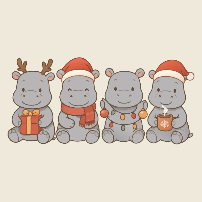 Hippopotames pour enfants, garçons et filles, Noël