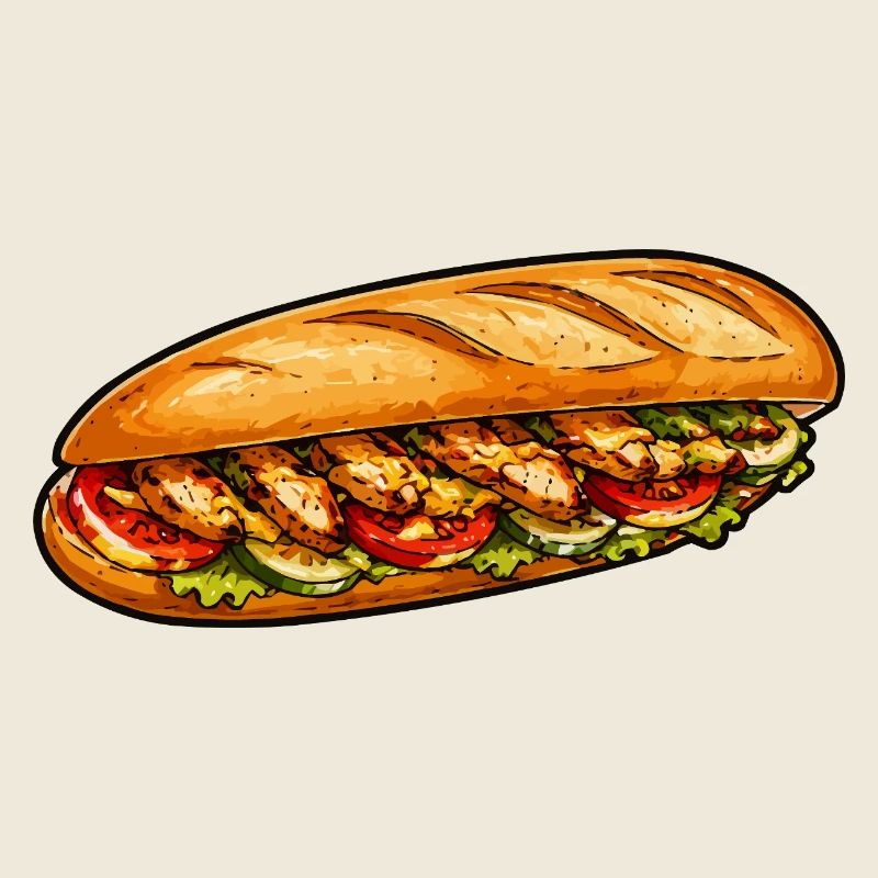 Freshly filled baguette sandwich