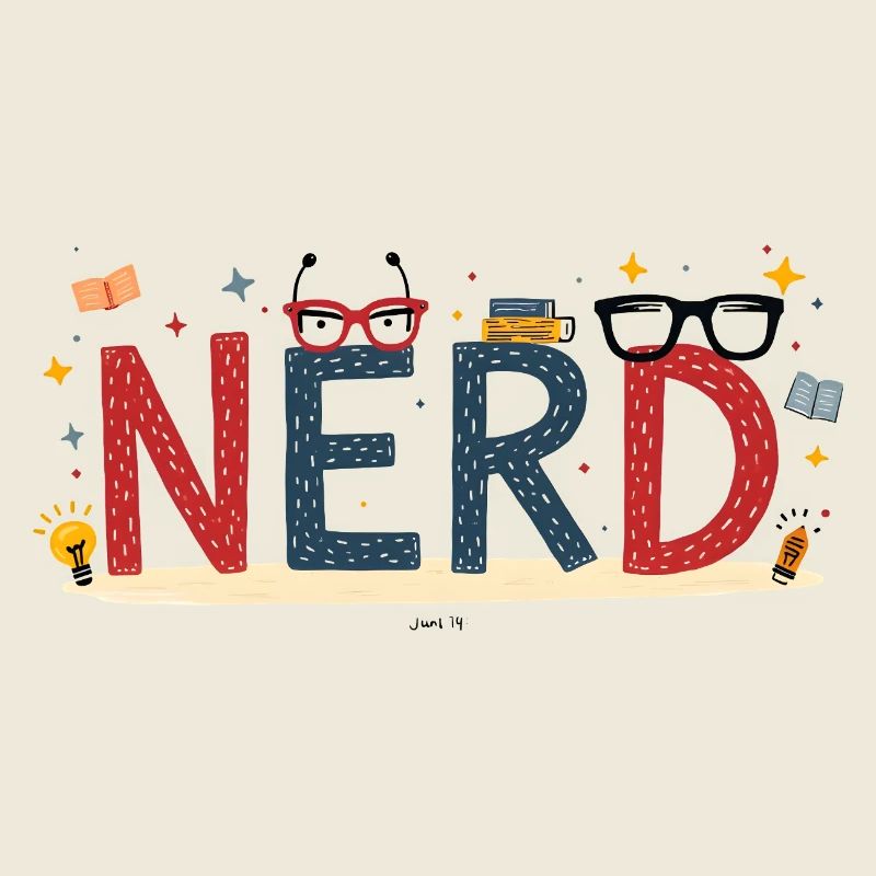 Nerd mit Riesenbuchstaben und Brille