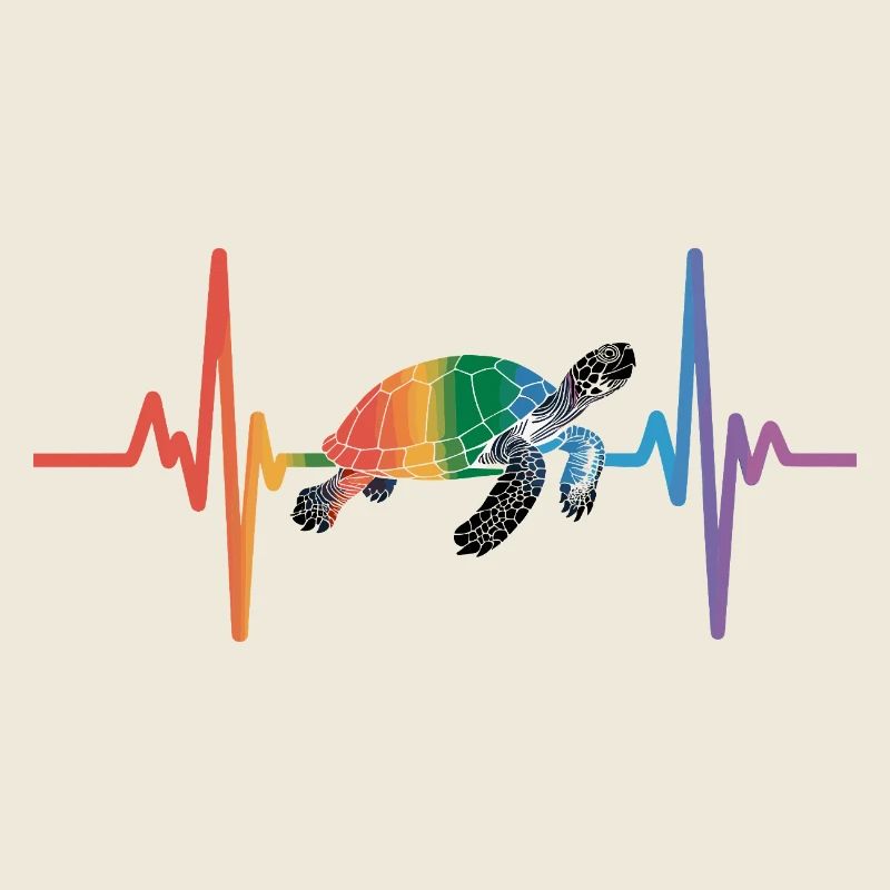 Tortue colorée en forme de battement de cœur