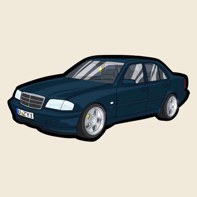Blauer Oldtimer Cartoon Auto