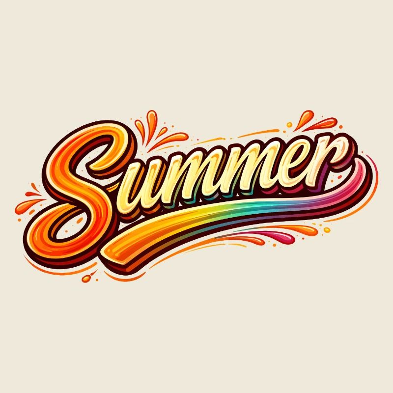 Summer lettering retro illustration