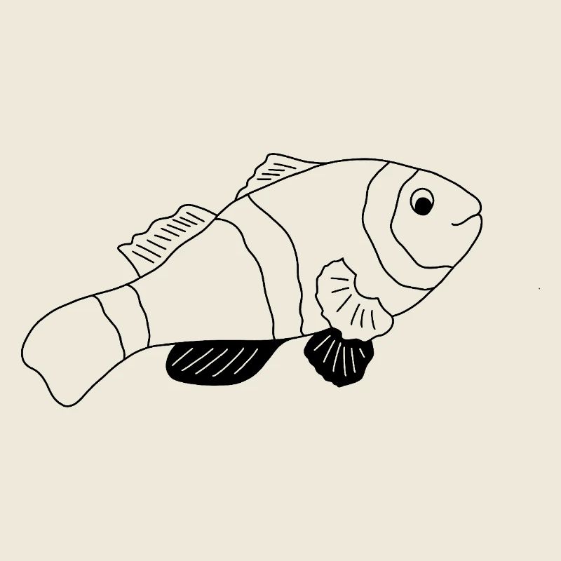 Poisson-clown - Graphique noir et blanc
