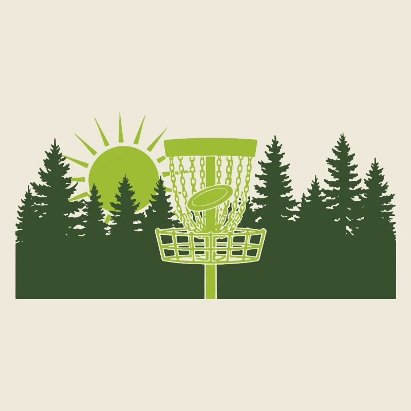 Disc Golf Sunrise in Forest Scene