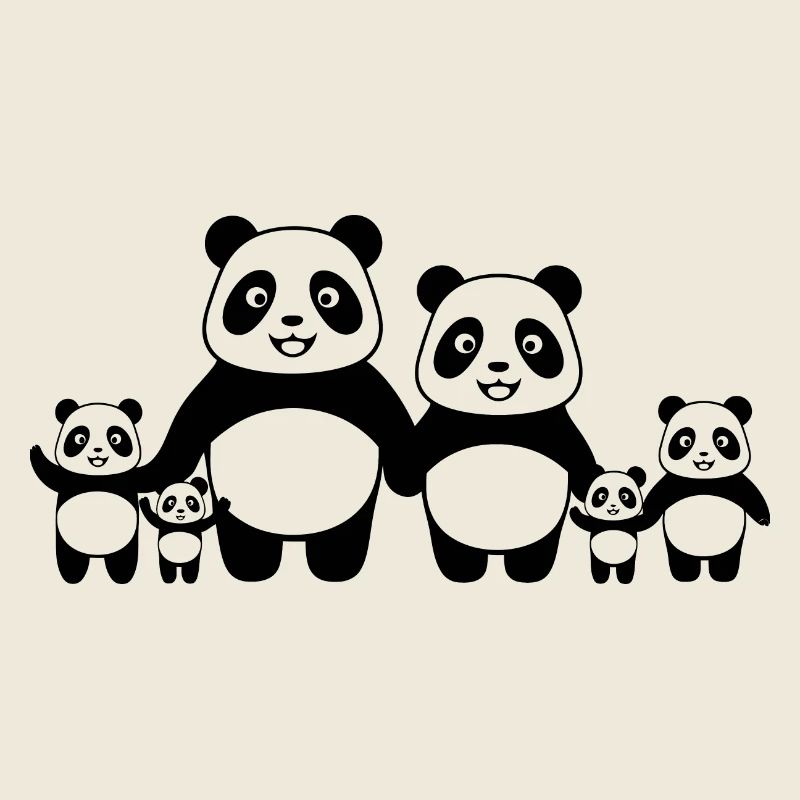 Pandas Family - 2 Eltern 4 Kinder