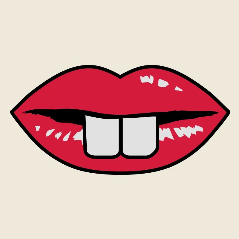 Une bouche rouge avec des dents proéminentes