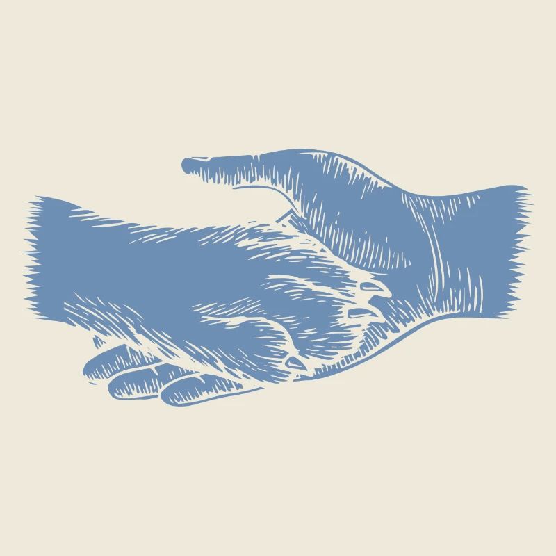 Chien et maître - Silhouette de main et de patte