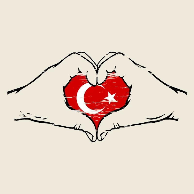 Drapeau de la Turquie en forme de cœur utilisé