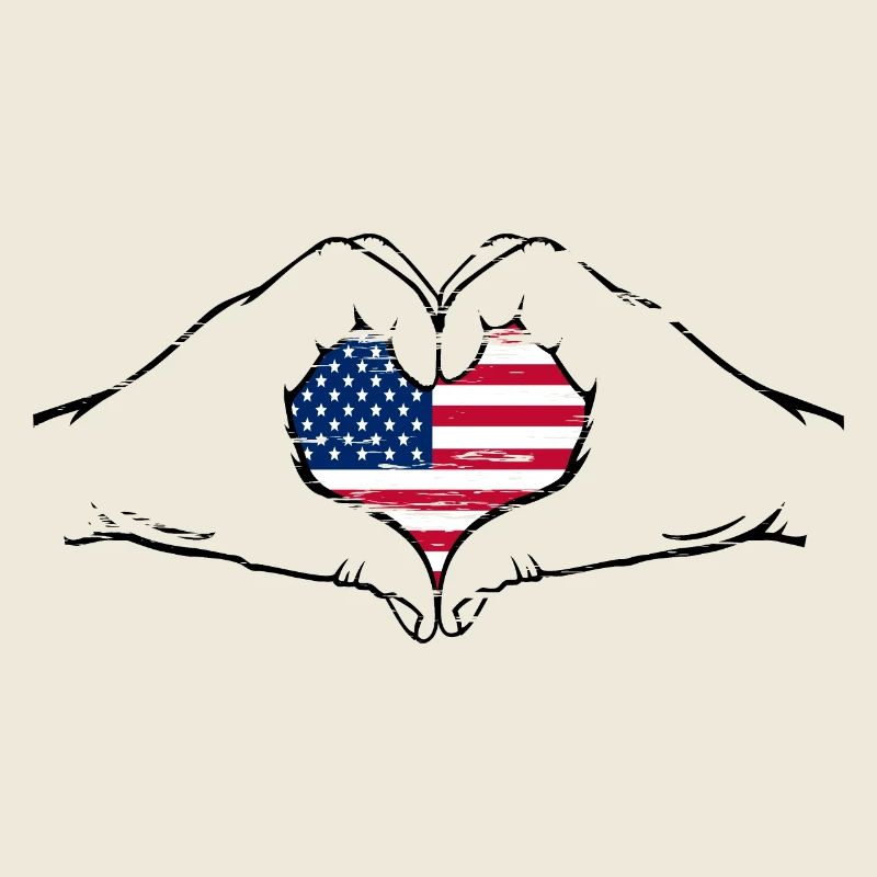 USA Flag Heart Shape Used
