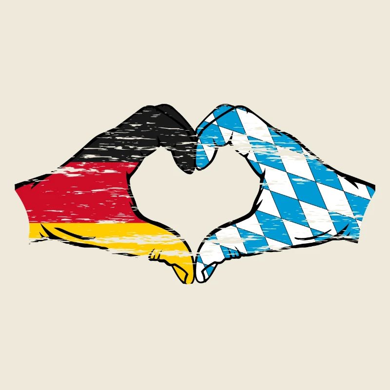 Germany Bavaria Flag Hands Heart Shape Used