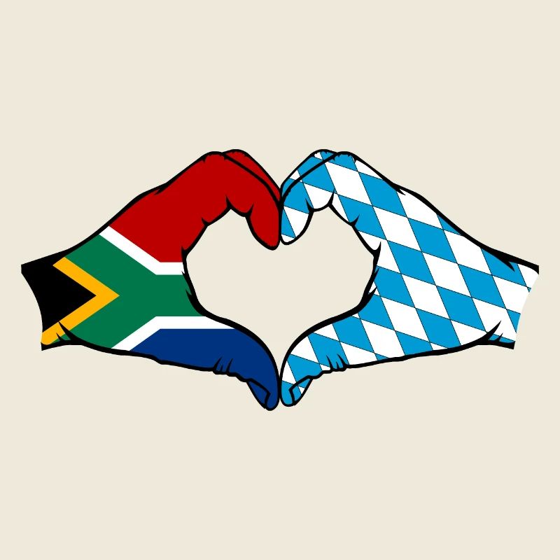 Afrique du Sud Bavière Drapeau Mains Coeur Forme