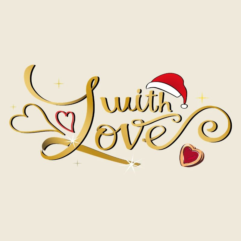 Lettrage d’amour doré avec chapeau de Noël