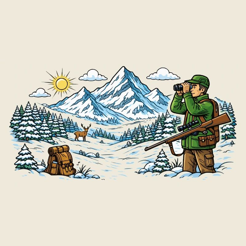 Hunter dans un paysage hivernal enneigé