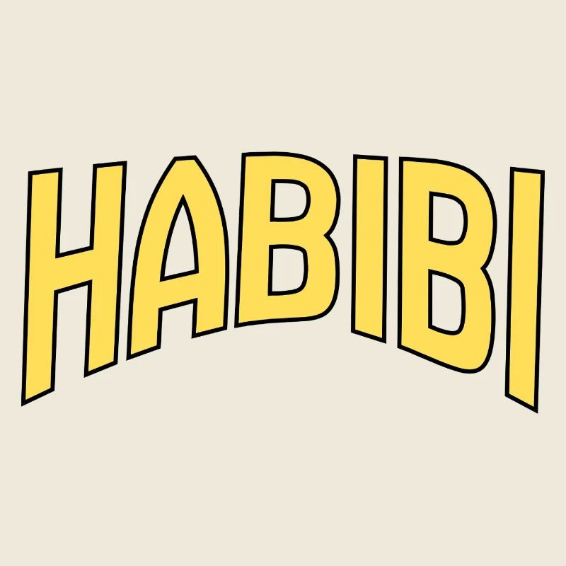 Art de mots Habibi jaune sur noir