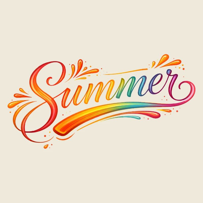 Summer lettering retro illustration