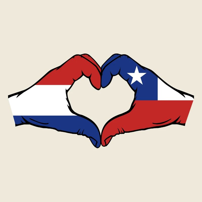 Holland Chile Flagge Hände Herzform