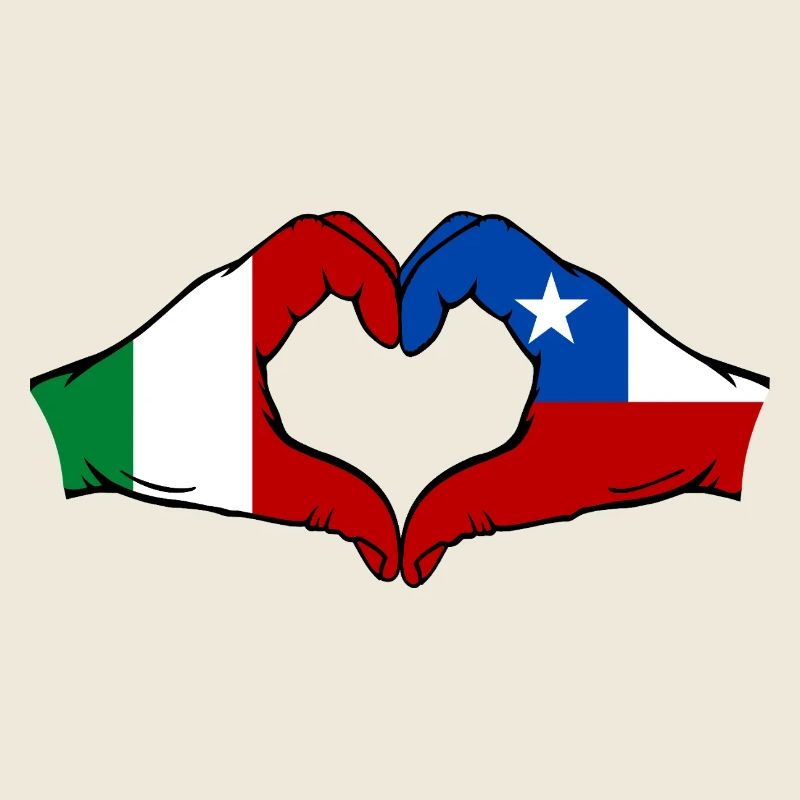 Italie Chili Drapeau Mains Coeur Forme