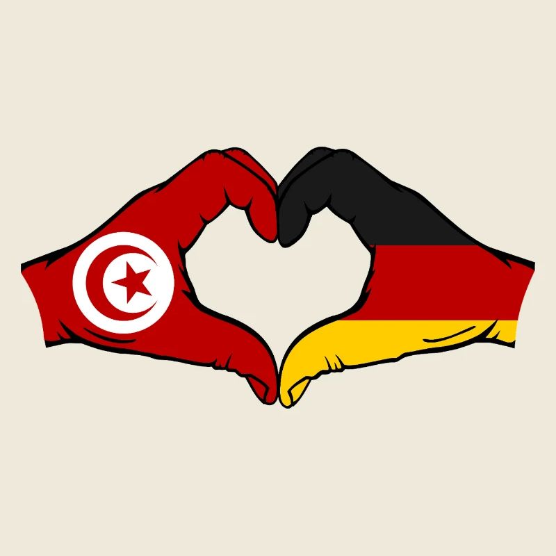 Tunisia Germany Flag Hands Heart Shape