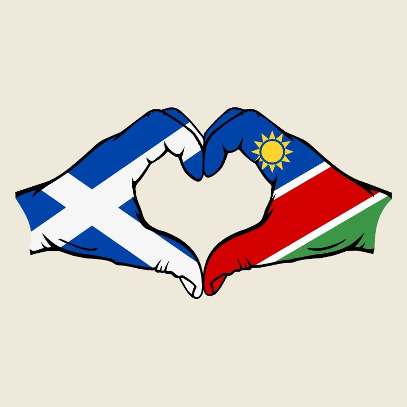 Drapeau de l'Écosse et de la Namibie en forme de cœur