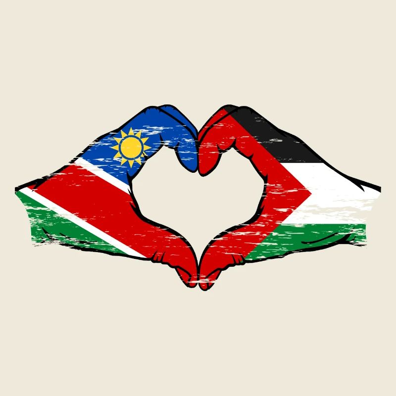 Namibie Palestine Drapeau Mains Coeur Forme Utilisé