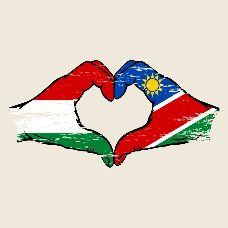 Hungary Namibia flag hands heart used