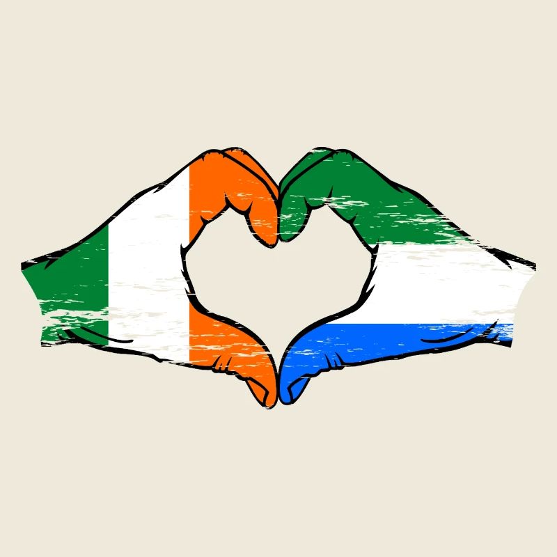 Irlande Sierra Leone drapeau mains forme de coeur utilisé