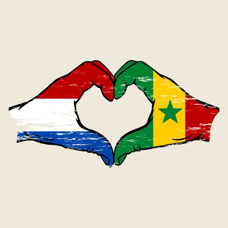 Holland Senegal flag hands heart shape used