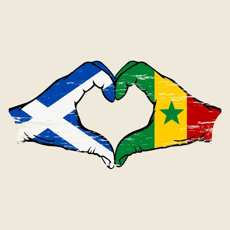 Ecosse Drapeau Sénégal mains forme de coeur utilisé