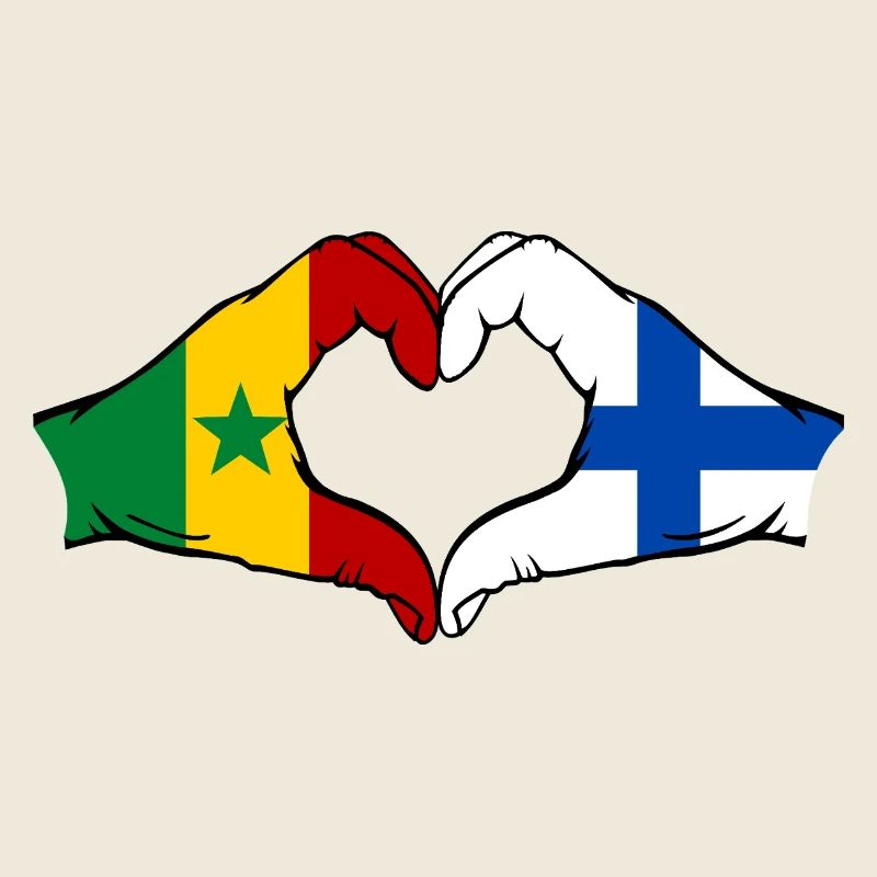 Sénégal Finlande Drapeau Mains Coeur Forme