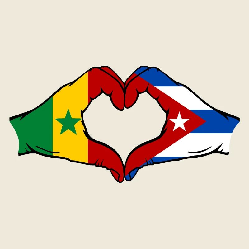 Senegal Kuba Flagge Hände Herzform