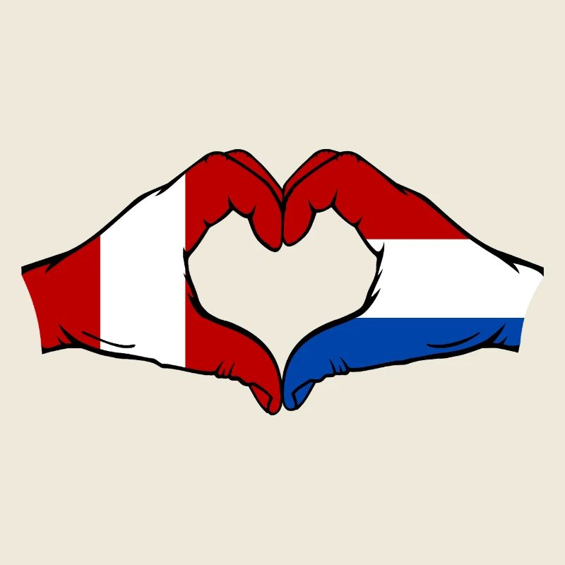 Peru Holland Flag Hands Heart Shape Used