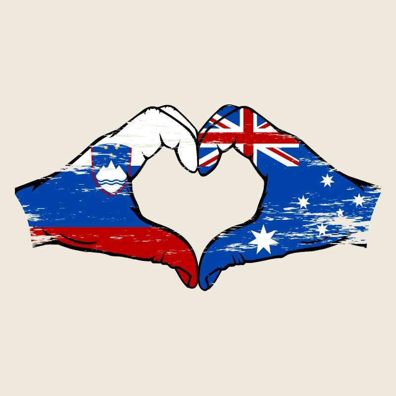 Australia Slovenia flags hands used