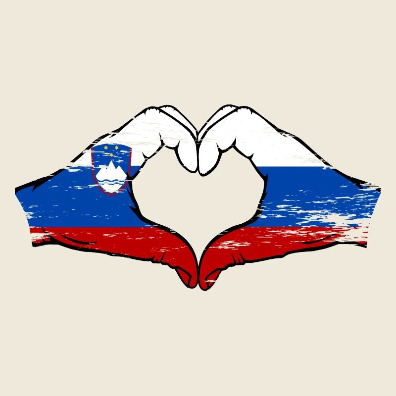 Slovénie Russie Drapeau Coeur