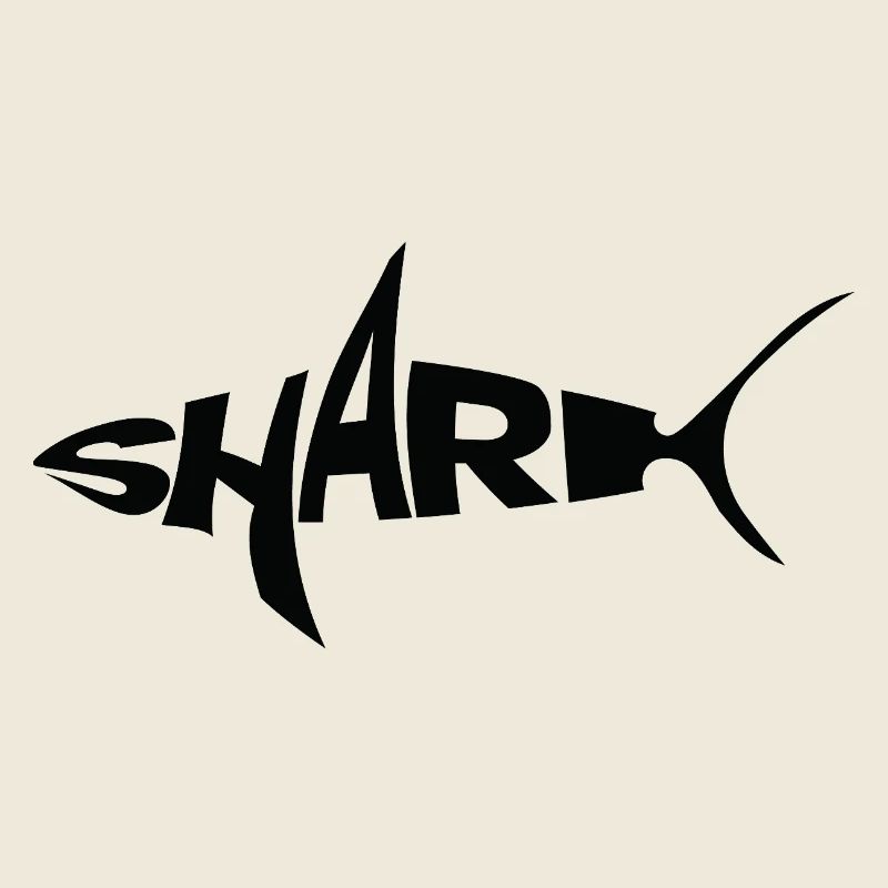Mot-symbole requin noir Typographie avec nageoire
