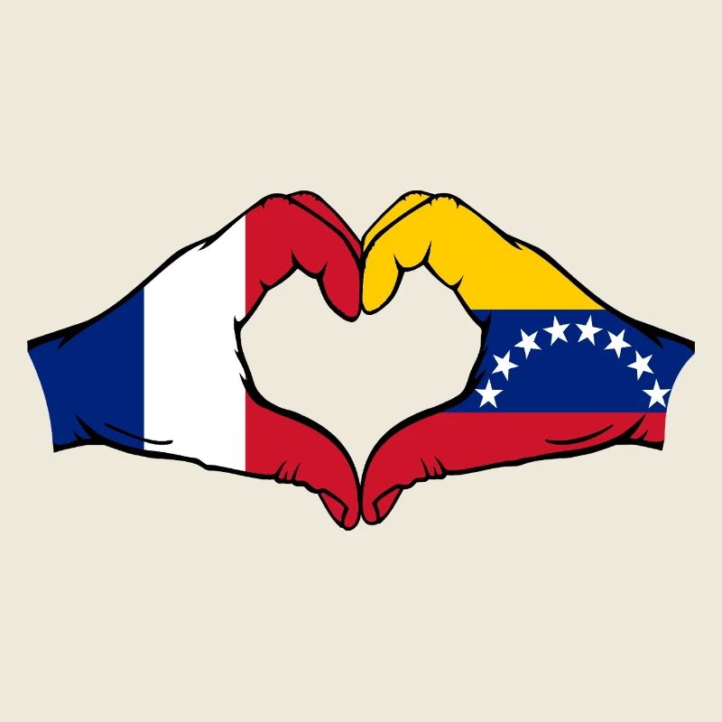 Drapeau du Venezuela Mains Forme de cœur