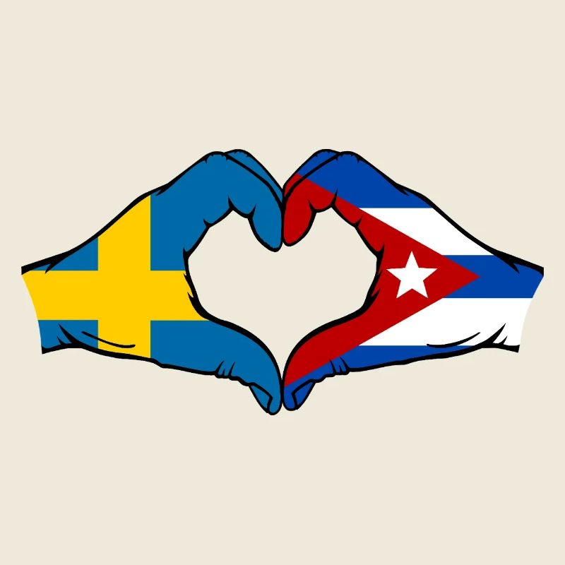 Drapeau Suède-Cuba Mains de cœur