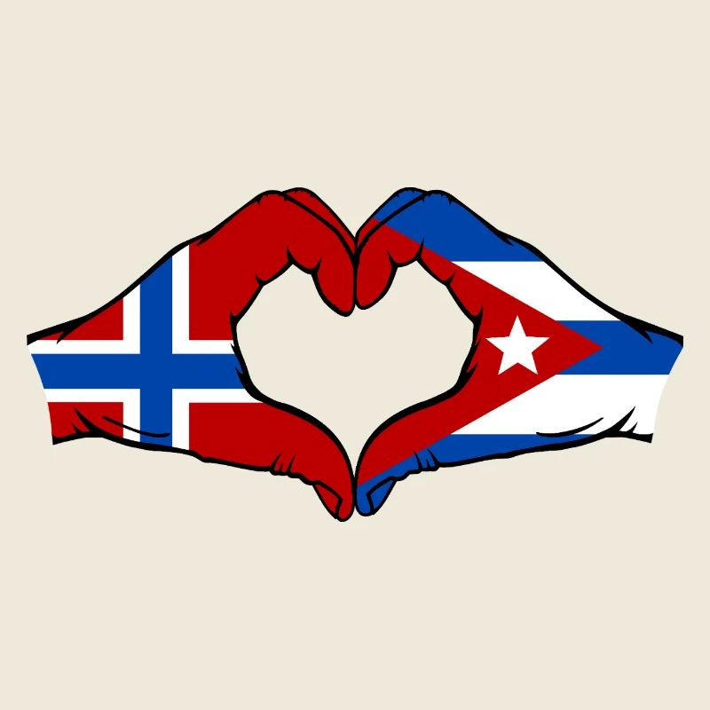 Drapeau de la Norvège, Cuba, mains de cœur