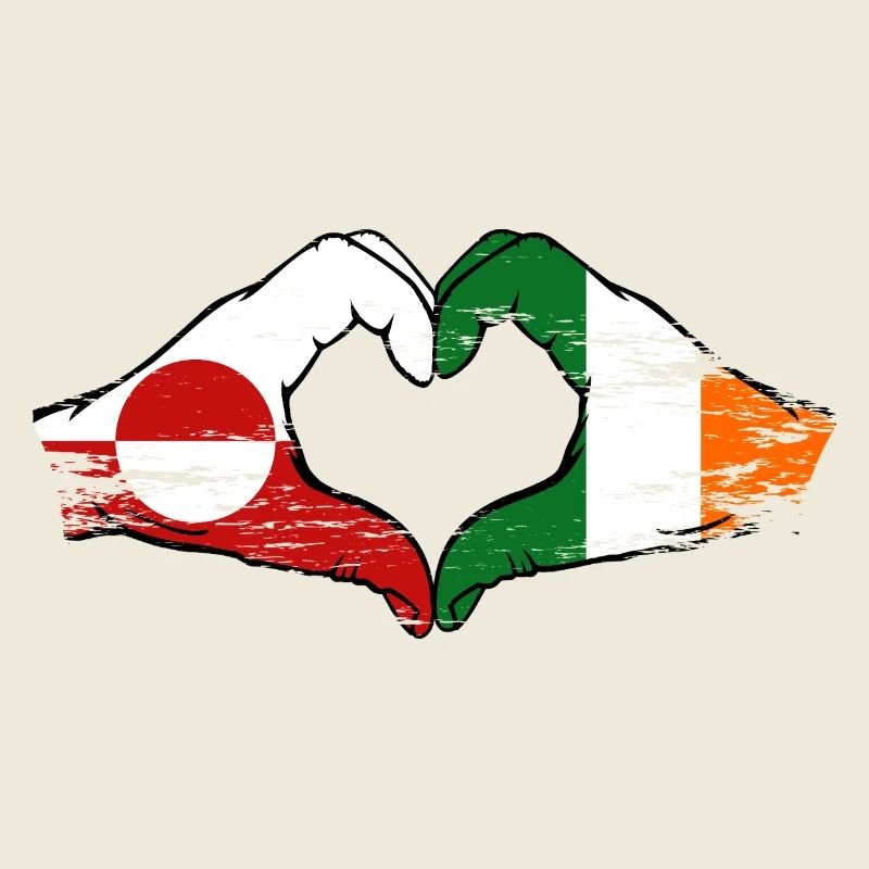 Drapeau du Groenland Irlande Mains Forme de cœur utilisé