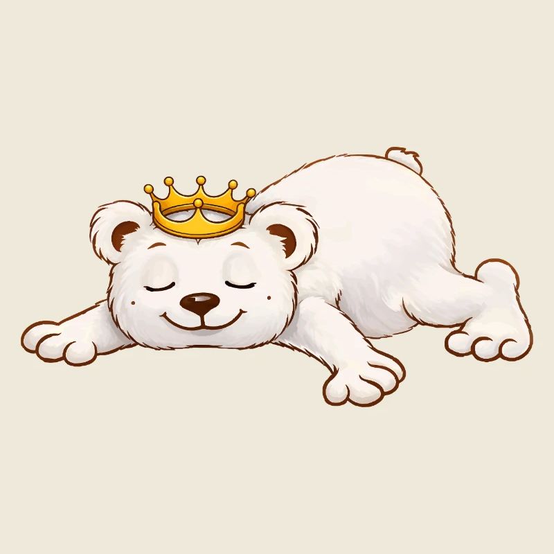 Ours endormi avec couronne – Motif d’animal mignon