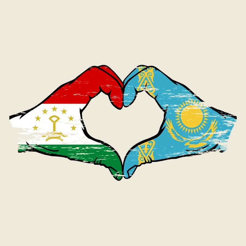 Drapeau du Kazakhstan Mains en forme de cœur