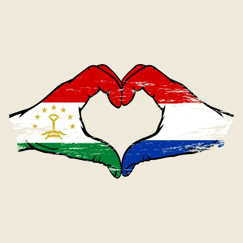 Drapeau du Pays-Bas du Tadjikistan Mains en forme de cœur