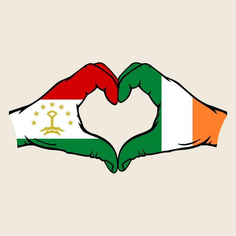 Drapeau d’Irlande du Tadjikistan Mains Forme de cœur