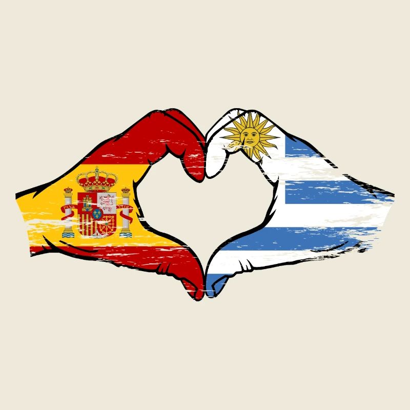 Flaggenherz Spanien Uruguay used