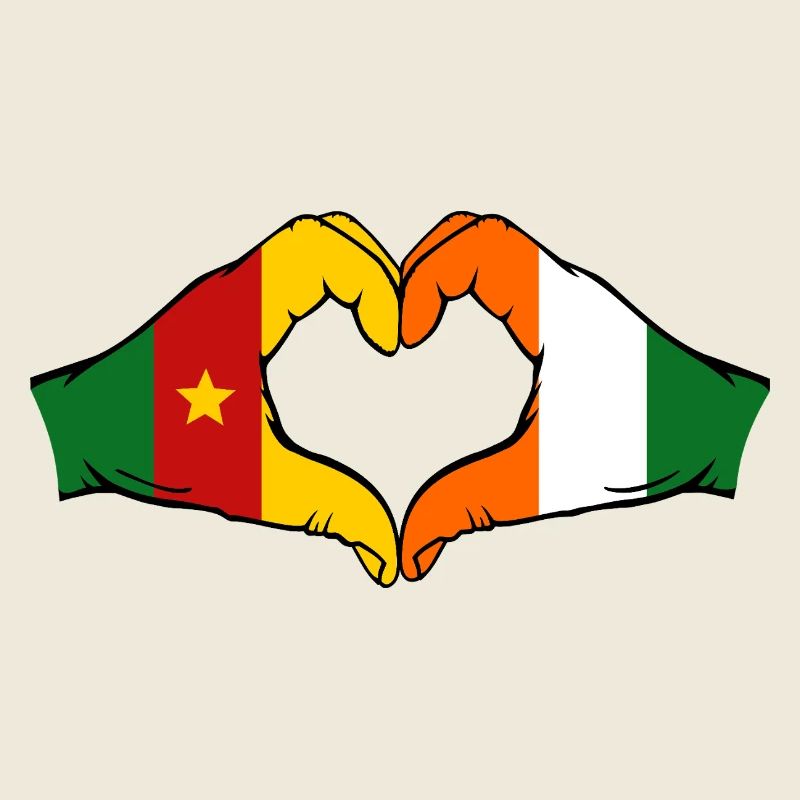 Kamerun Elfenbeinküste Flagge Herz