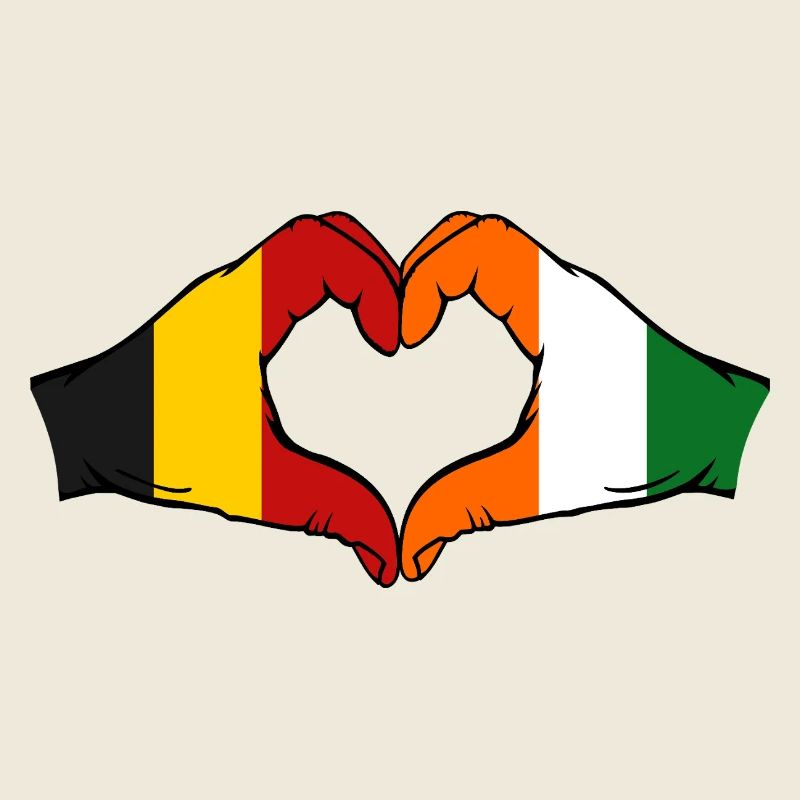 Belgien Elfenbeinküste Flagge Hände Herzform