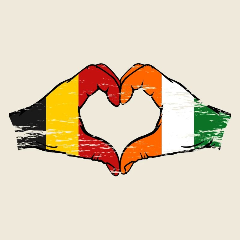 Belgium Côte d'Ivoire Flag Hands Heart Shape