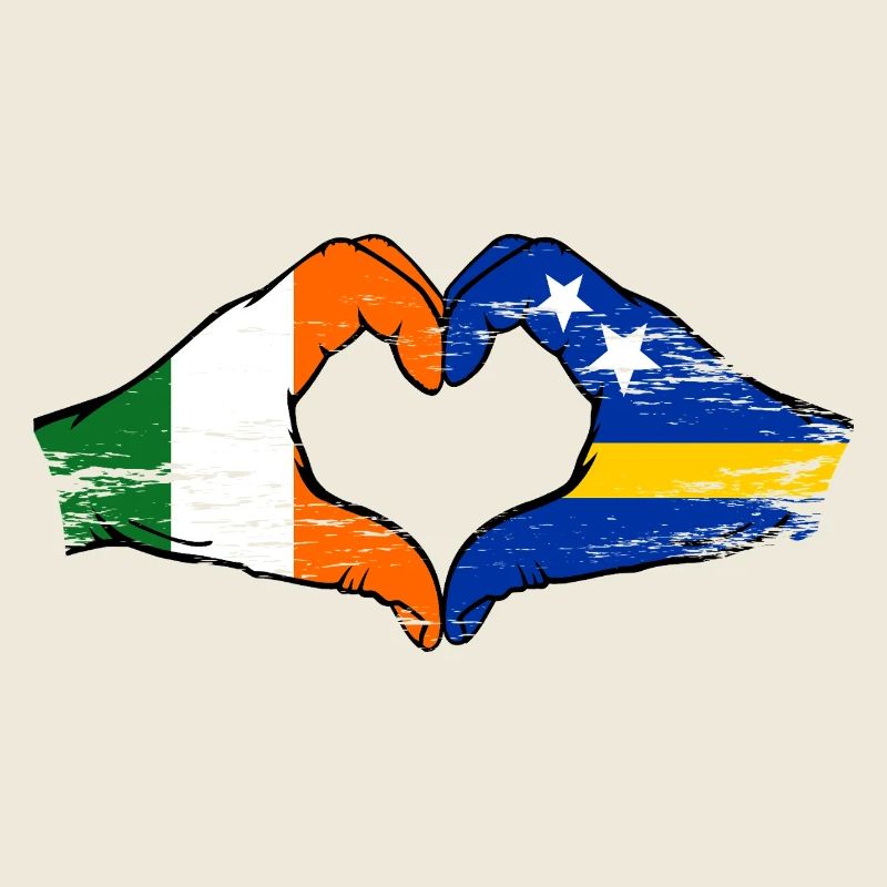 Irlande Drapeau Curaçao mains en forme de cœur utilisée