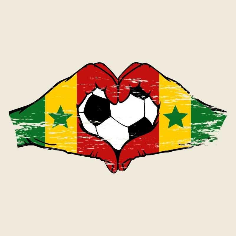 Mains du drapeau du Sénégal en forme de cœur utilisées